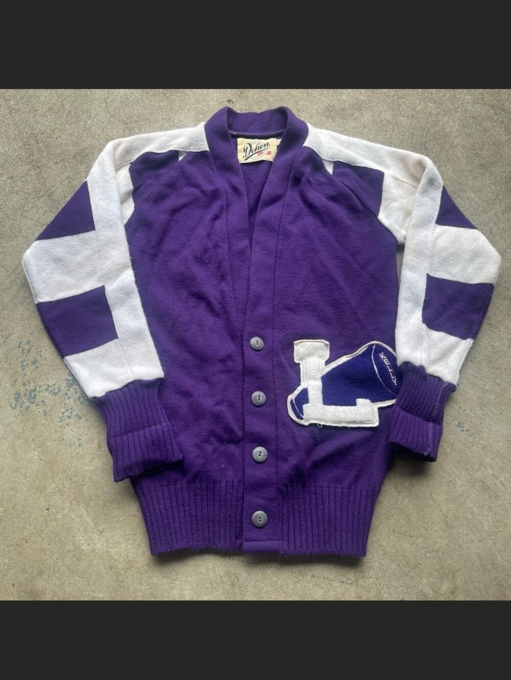 Varsity-Style Kids Purple & White Cardigan Jacket